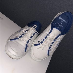 White and blue sneakers